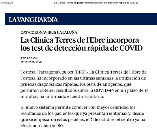 Ens fem ressò de la publicació d’una notícia publicada a la Vanguardia on es menciona el Laboratori de Referència de Catalunya